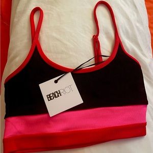 Beach Riot Eva lipstick colorblock bikini top.